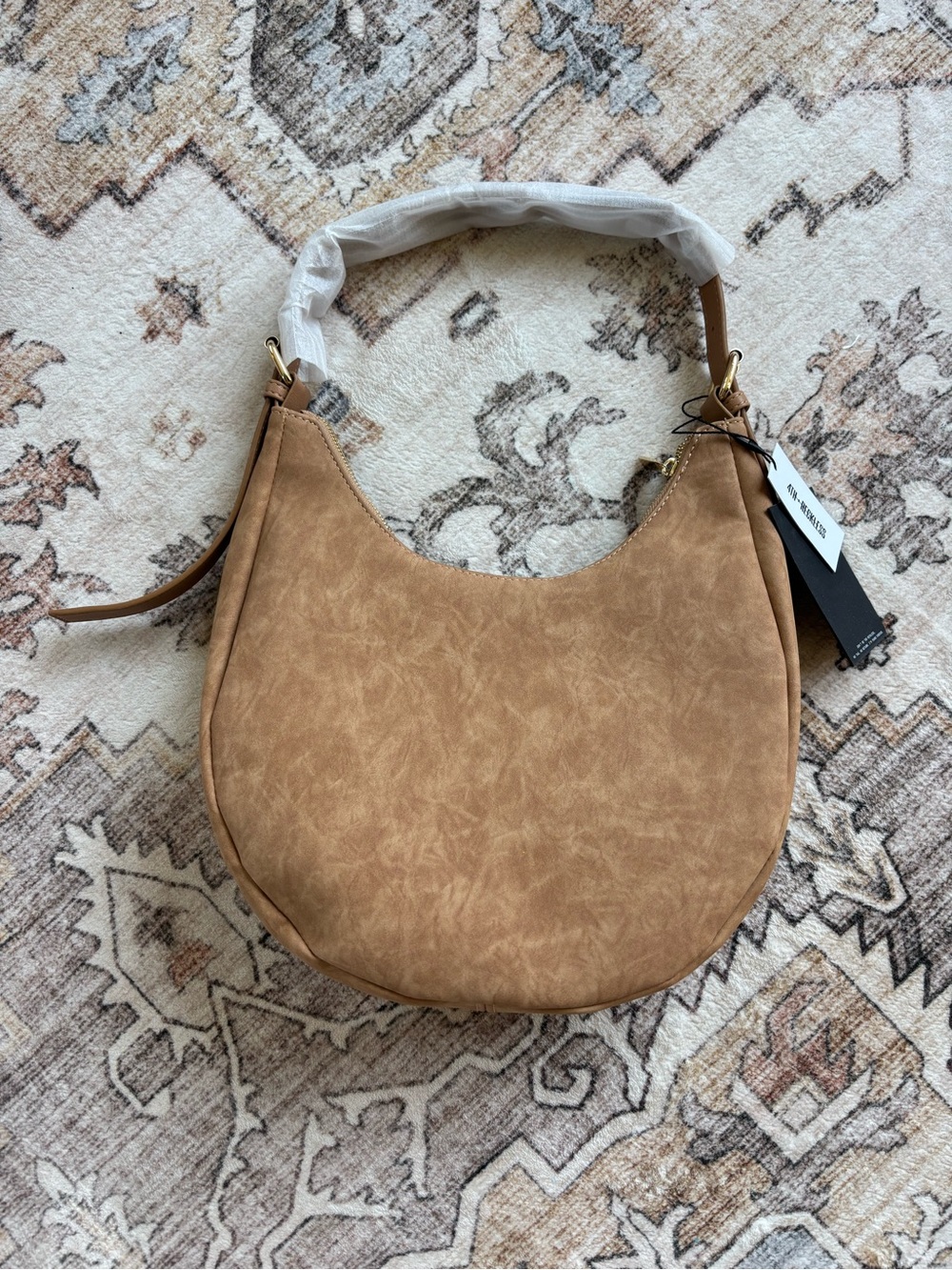Forth and Reckless Women’s Crescent Shoulder Bag in Tan Faux Leather